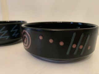 Vintage 90’s Mikasa Studio Craft Bowls Cad 71 Abstract Black Matte Set Of 2 2