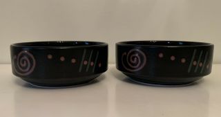 Vintage 90’s Mikasa Studio Craft Bowls Cad 71 Abstract Black Matte Set Of 2 3