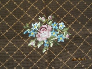 Vintage Wool Finished Needlepoint Chair Or Pillow Cover