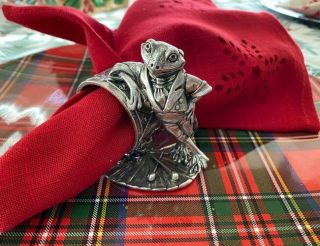 Reed & Barton Mr Frog & Drum Toad Silverplate Figural 1824 Napkin Ring 1999