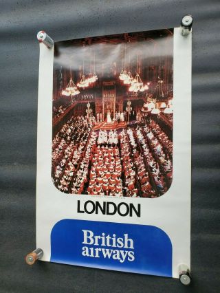 Vintage 1980s London British Airways Travel Poster " House Of Lords " 20 " X 30 "