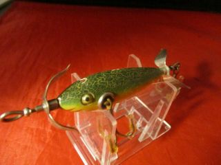 Vintage Heddon 100 Dowagiac Minnow Fishing Lure Green Glass Eyes Hpgm