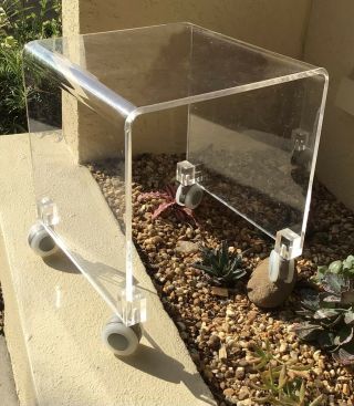 Cool Mid Century Modern Lucite Stool / Stand / On Wheels