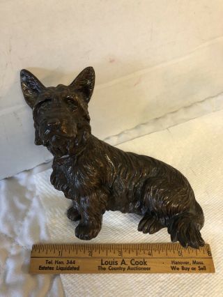 Pair Antique Vintage Bronze Scottish Terrier Doorstop Bookends Hubley 2