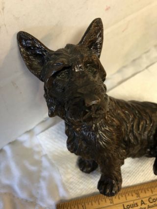 Pair Antique Vintage Bronze Scottish Terrier Doorstop Bookends Hubley 3