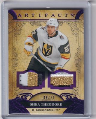20 - 21 Upper Deck Artifacts Purple Dual Patch Golden Knights - Shea Theodore 9/25
