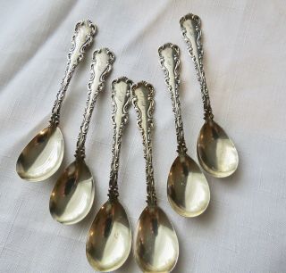 Set Of 6 Antique Sterling Whiting Louis Xv Egg Spoons