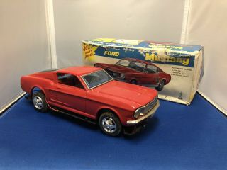 Vintage Ford Mustang 1960s Battery Operated Pressed Tin Toy Incomplete