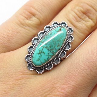 I.  W.  Cortez Old Pawn Vintage Sterling Turquoise Handcrafted Tribal Ring Size 6