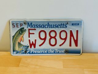 Massachusetts Preserve The Trust Trout Fish Wildlife License Plate Fw989n
