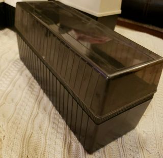 Vintage 8 Track Tape Holder Case Black Storage Box Holds 12 Tape Cartridges