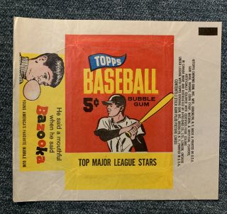 1965 Topps Baseball 5 Cent Wax Pack Wrapper With Bazooka Advertisement Ex,