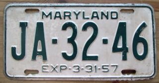 Maryland 1957 License Plate Quality Ja - 32 - 46