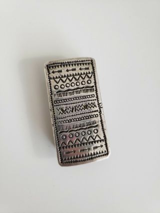 Vintage Mexican Sterling Silver Money Clip Art Arrows Etched Hand Made L.  B.