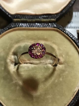 Petite Antique Ruby And Diamond Ring In 14k