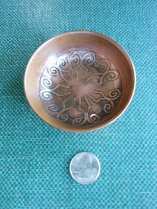 Vintage Small Hand Made Solid Copper Bowl Made In Columbia Sa