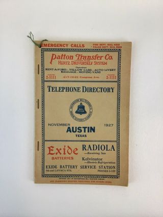 Antique 1927 Austin Texas Telephone Directory Phone Book John Bremond Coffee