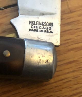 Old Vintage M Klein & Sons Chicago Made In Usa Hawkbill Knife