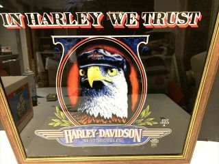 Vtg.  80 " S Harley Davidson Advertising Art Glass/ Mirror By Custom Images -