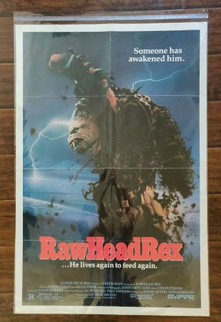 Vintage Rawhead Rex 1986 Theatrical One Sheet Horror Movie Poster