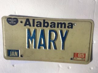 1985 Alabama Vanity License Plate - “mary”