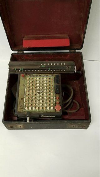 Monroe High Speed Adding Machine Calculator Early 1900s Vintage With Case,  Cord