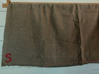 Vintage Wool Fabric with Letter S in Corner Hemmed Edge Measures 60 