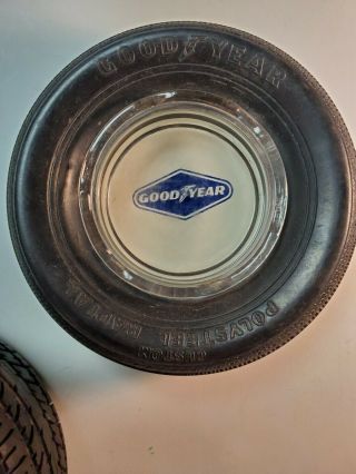 Vintage Goodyear Tires Rubber Glass Ashtray Custom Polysteel Radial Tire