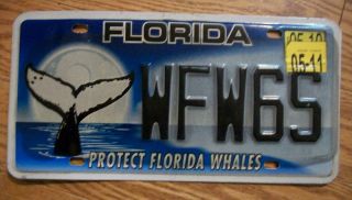 Florida License Plate - 2011 - Wfw65 - Protect Florida Whales