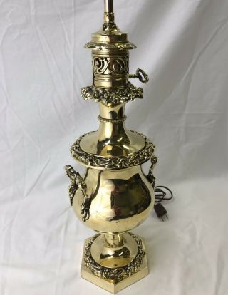 Vtg Antique Art Deco Brass Urn Lamp Neo Classical Hollywood Regency Ornate Gold