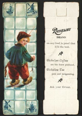 Dutch Boy On Vintage Die - Cut Book - Mark Advertises Richelieu Coffee & Tea - Vg/ex
