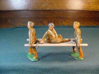 Vintage Toy Barclay Manoil Hollow Cast Lead Medics Stretcher Wounded Soldiers