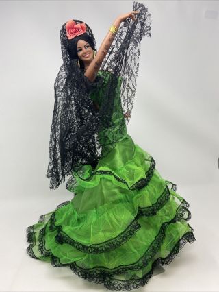 Vintage Marin Chiclana 18” Spanish Dancer With Green Dress