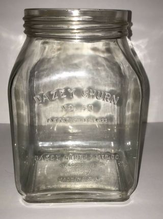 Antique Dazey No 40 Butter Churn Square Glass Jar Only St.  Louis 1922