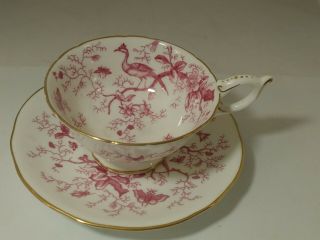 Coalport Tea Cup And Saucer Cairo Bird And Flowers England Fine Bone China 947
