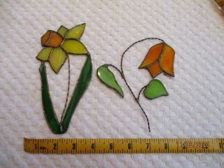 Vintage Stained Glass Flowers Suncatcher