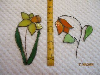 Vintage Stained Glass Flowers Suncatcher 2