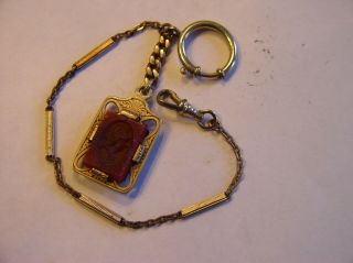 Antique Gold Filled Pocket Watch Chain With Fob 1878
