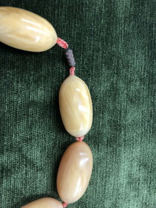 Vintage Antique Egg Yolk Butterscotch Baltic Amber Olive Bead Necklace 18” 3