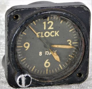 Vtg Wwii Us Army Usaf Waltham Watch ? 8 Day Cockpit Aircraft Clock For Repair