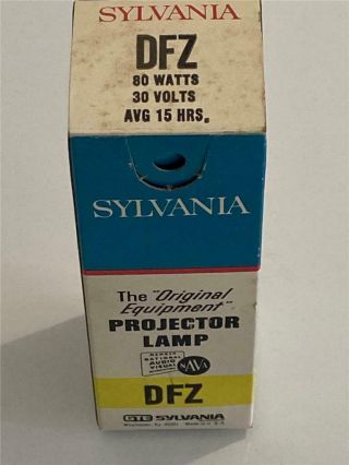 Vintage Sylvania Projector Lamp DFZ 80 Watts 30 Volts Avg 15 hrs. 3