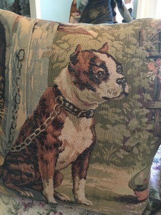 Lovely Antique / Vintage Boston Terrier Dog Tapestry Pillow 1950 To 1970 H