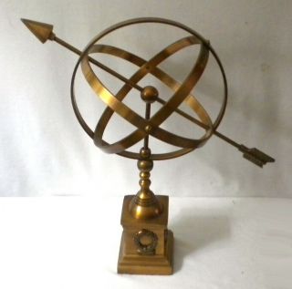 Vintage Arrow Armillary Sphere Sundial Rustic Antiqued Solid Polished Bronze