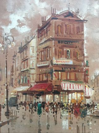 Oil Painting Paris Street Scene by Italian Artist Antonio De Vity 11.  5” By 15.  5” 3