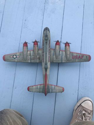 Japan Tin Friction Toy Yonezawa Usaf Bk 250 Airplane Vintage Antique