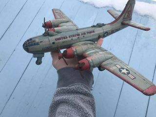 Japan Tin Friction Toy Yonezawa USAF BK 250 Airplane Vintage Antique 3