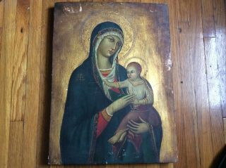 Antique Greek Icon Of The Virgin Mary  Odeghetria“