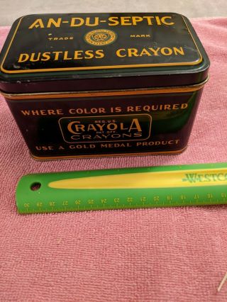 Vintage Crayola Crayons An - Du - Septic Dustless Blackboard Chalk Advertising Tin