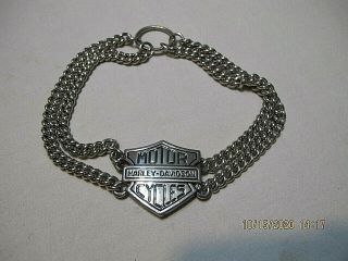 1995 Harley Davidson Boot Bracelet Chain Silvertone Metal 14 "