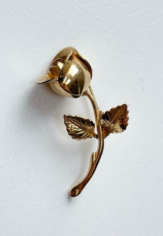 Vtg Monet Gold Tone Rose Flower Brooch Signed 1 3/4 " G03